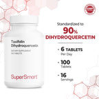Supersmart - Taxifolin Dihydroquercetin 60mg per Day (90% DHQ Supplement) - Russian Siberian Dahurian Larch Tree Extract - Antioxidant Bioflavonoid | Non-GMO & Gluten Free - 100 Tablets