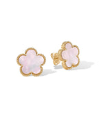 PAVOI Pearl Clover Stud Earrings, Yellow Gold, Size 13 Millimeters, Pearl