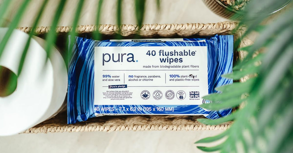 Pura XL Flushable Adult Wipes Unscented, Extra Large Family Wet Wipes with Aloe Vera & 99% Water, Sensitive Skin, 12 Pack of 40 (480 Wipes), Personal Hygiene Toilet