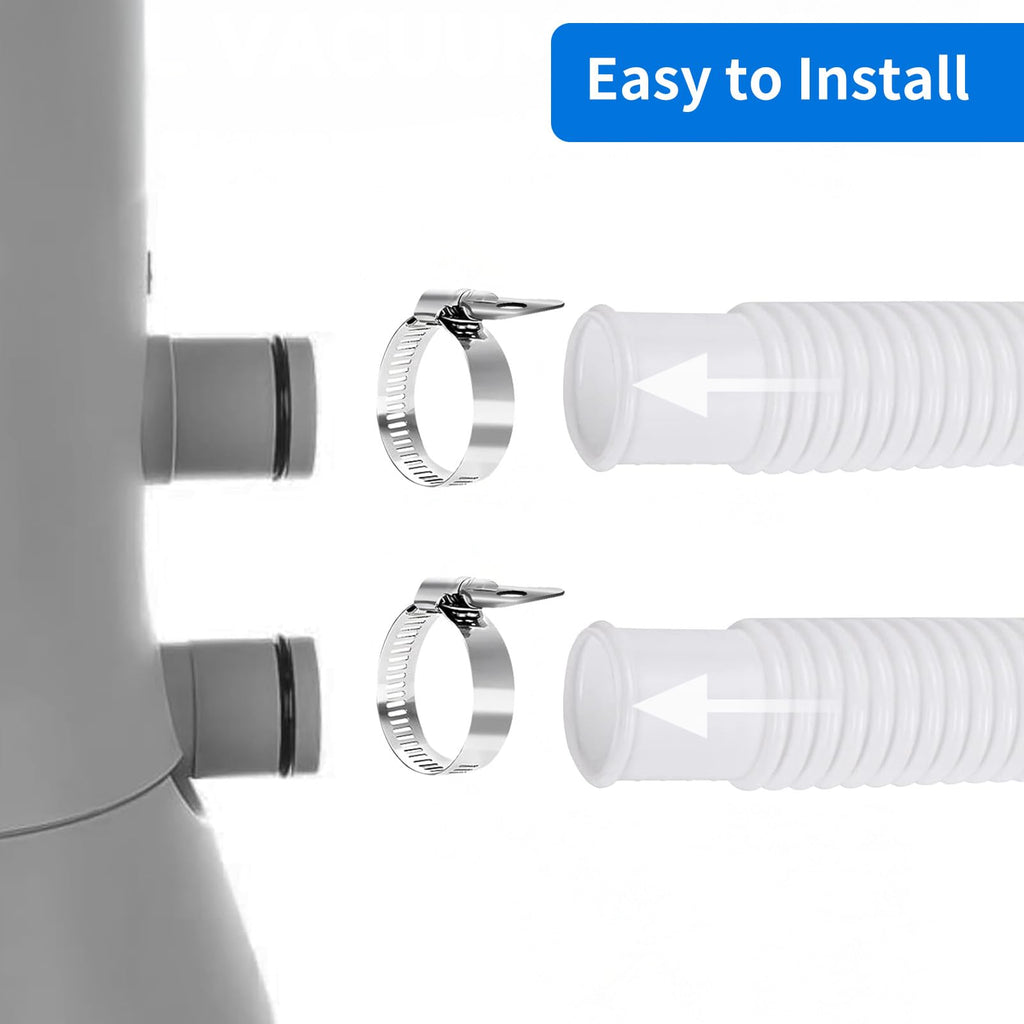 Homyplaza Replacement Pool Hoses for Above Ground Pools, 2 Pack, 1-1/4" Diameter x 59" Length, Includes 4 Metal Clamps, Compatible with Intex Pool Filter Pump 607, 637