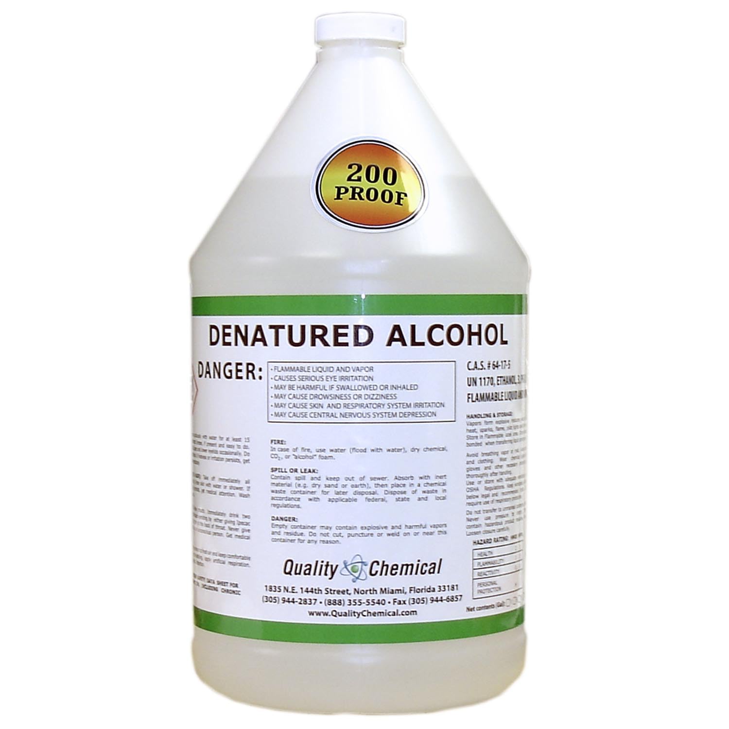 Quality Chemical's Denatured Alcohol 200-Proof Ethyl Alcohol - for Cleaning, 1 Gallon (128 oz.)