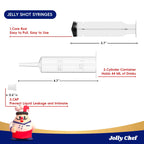 JOLLY CHEF 50 Pack Jelly Shot Syringes with Lid 1.5 oz Medium Containers