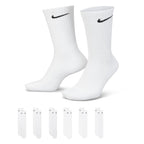 Nike Unisex Everyday Cushioned Training Crew Socks (6 Pairs), White/Black, Large