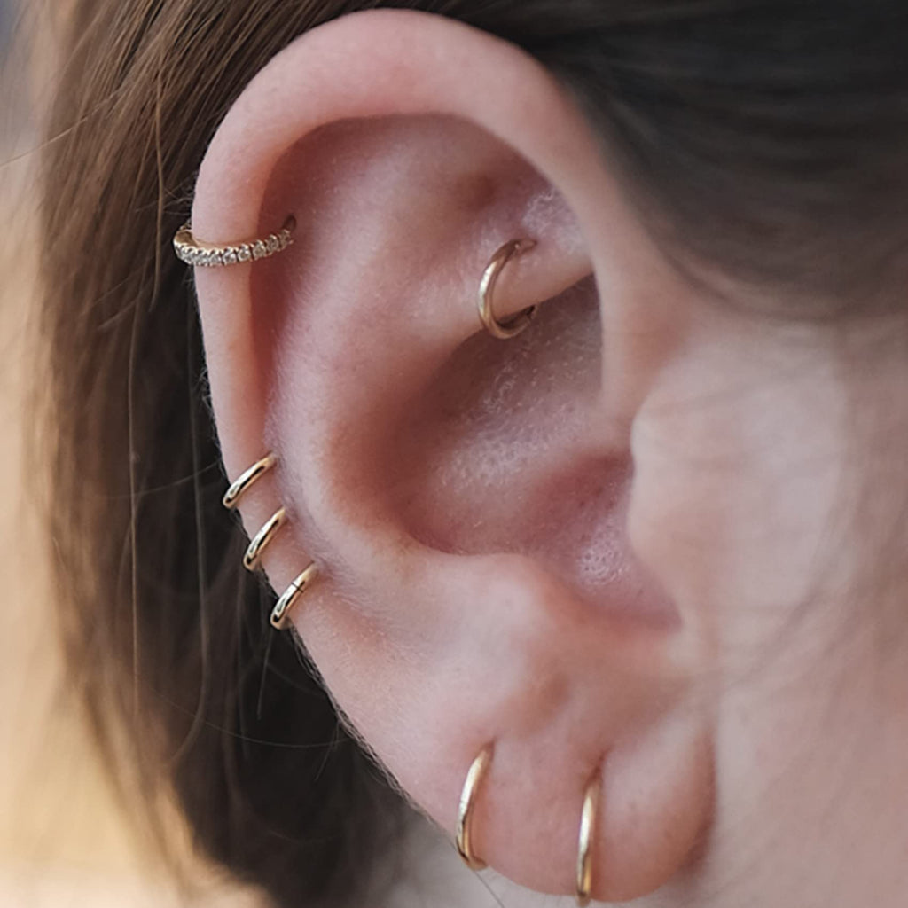EPIRORA Silver Hoop Earrings- Cartilage Endless Small Hoop Earrings Set for Women Men, 3 Pairs of Hypoallergenic 925 Sterling Silver Tragus Earrings Nose Lip Rings (3 Pairs(8mm*3)-Gold)