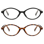 PUBOWT Oval Reading Glasses for Women Men Blue Light Blocking Computer Readers Retro Fashion Small Frame Trendy Vintage Vintage Eyewear PT2009 2Pack Black Demi +1.5 x Strength