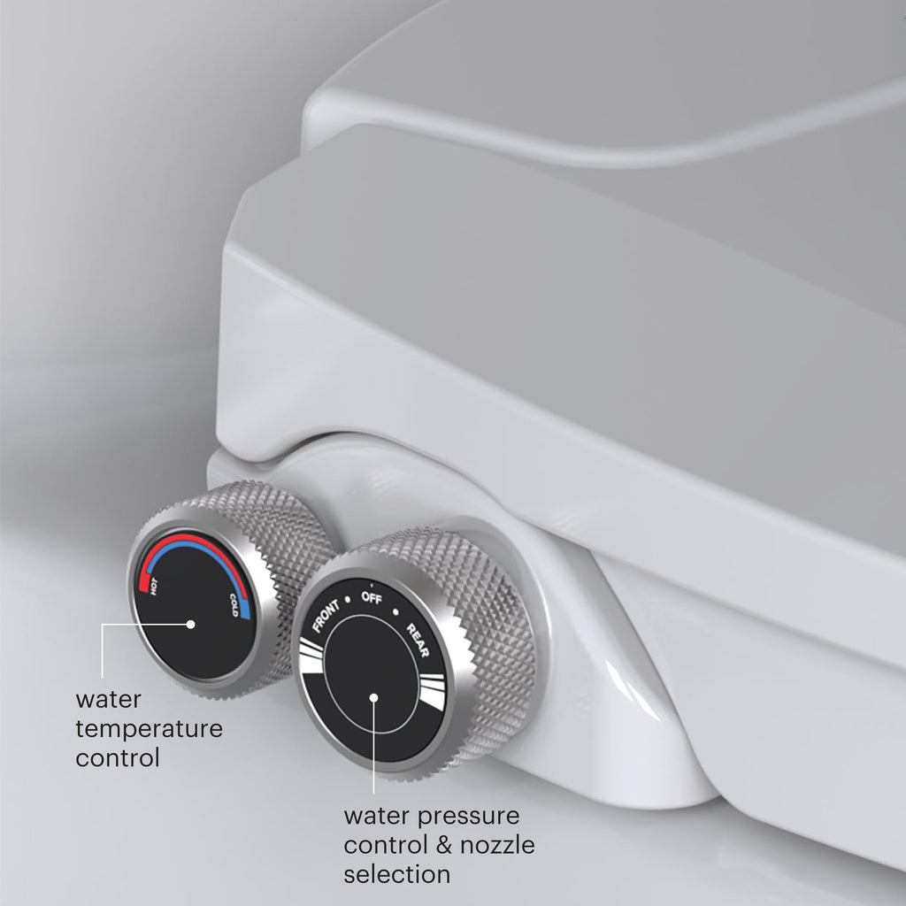 Brondell Swash Bidet Toilet Seat, Non-Electric, Dual Temperature, Fits Round Toilets, White – Dual Nozzle System – with Easy Installation