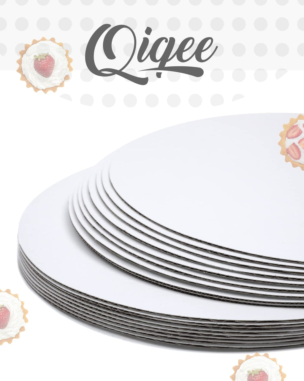 qiqee 70-Packs White Cake Boards Round 10 Inch Circles Rounds Base Food-Grade Cardboard Cake Plate（Thinner But Stronger）