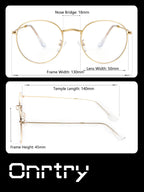 Onrtry Circle Blue Light Glasses for Women Men Round Metal Frame Computer Gaming Eyeglasses 2 Pack(Tortoise+Gold)