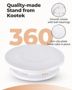 Kootek Cake Decorating Kit Baking Supplies Cake Turntable with 2 Frosting Straight Angled Spatula 3 Icing Smoother Scrapers Baking Accessories Tools for Beginners and Pros, White