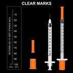 100 Pack 1ml Syringes with Needle-30Ga 5/16 Inch, Individually Sealed Packaging