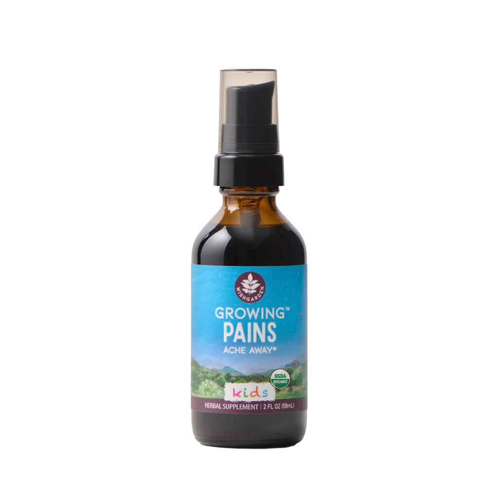 WishGarden Herbs Growing Pains Ache Away for Kids, Organic Herbal Tincture with Turmeric & Willow Bark, Natural Muscle Relaxer & Leg Cramp Relief, Calms with Chamomile & Skullcap, Liquid Drops, 2oz