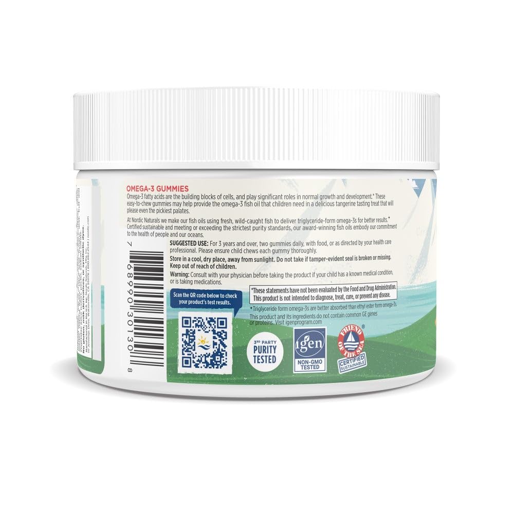 Nordic Naturals Nordic Omega-3 Gummies, Tangerine - 60 Gummies - 82 mg Total Omega-3s with EPA & DHA - Non-GMO - 30 Servings