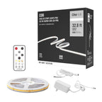 Olaholii 32.8ft COB Led Strip Light with Remote, 6500K Ra93+ Dimmable Bright Daylight White Led COB Strip Light, White Continuous Led Strip Light for Mirror, Stair, Cabinet, Room