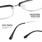 Cyxus Retro Blue Light Glasses Men - Square TR90 Metal Blowline Frame Stylish Trendy for Computer Daily Work 8252