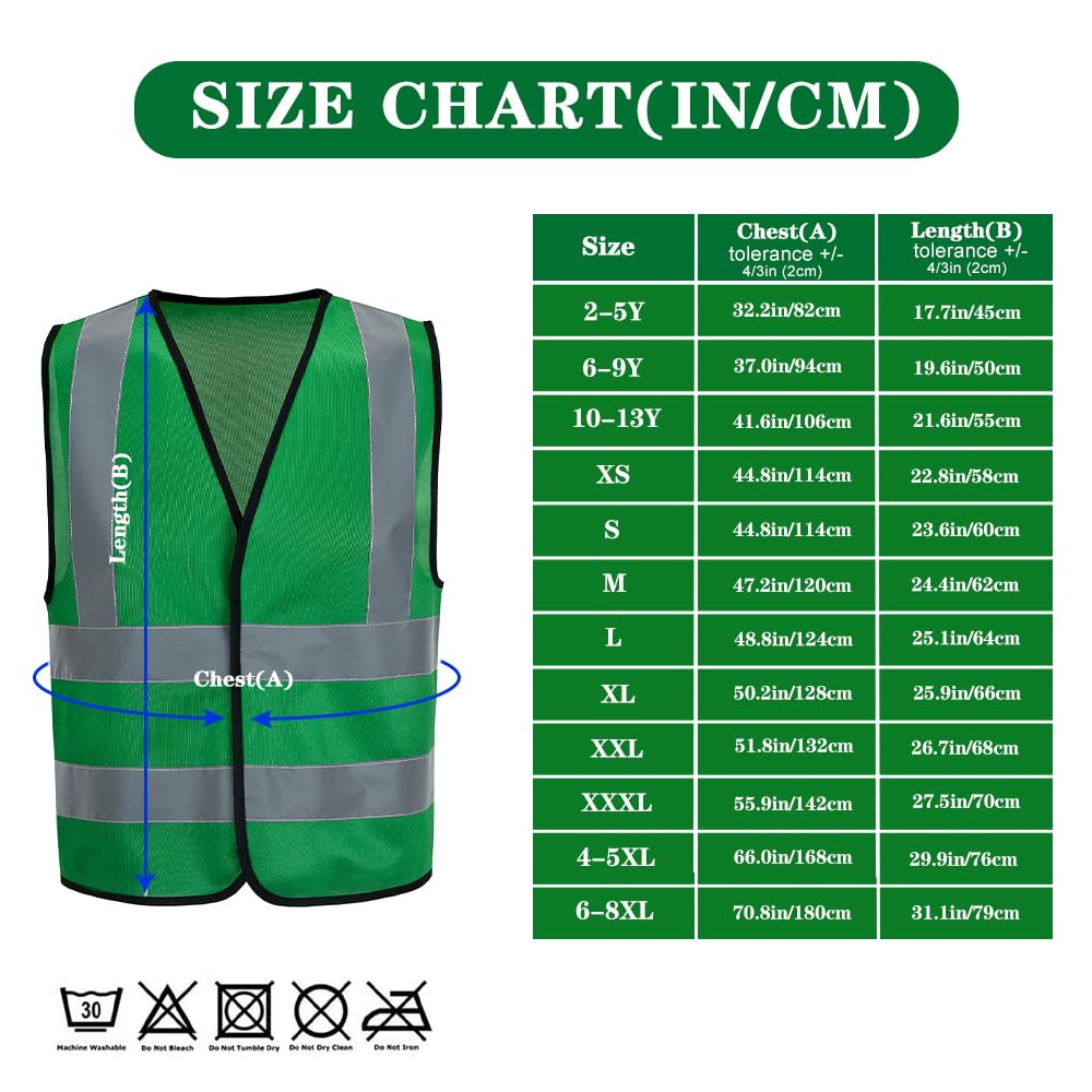 personalise Custom Green xxl High Visibility reflective Safety Vest Logo