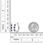 Gem Stone King 925 Silver Blue Sapphire and Lab Grown Diamond Hoop Earrings