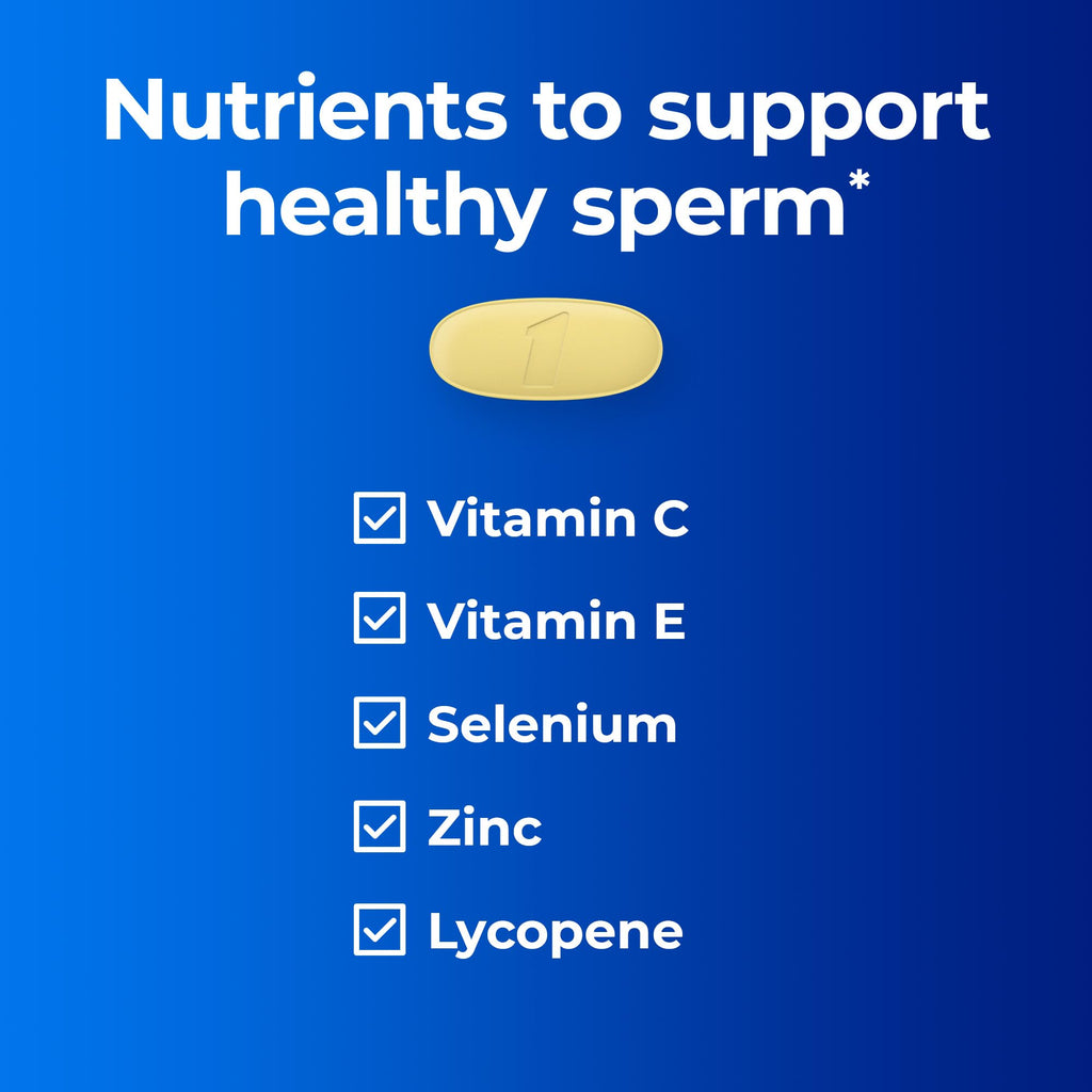 A Day Men's Pre-Conception Health Multivitamin to Support Healthy Sperm,Supplement for Men with Vitamin C,Vitamin E,Selenium,Zinc,and Lycopene,30 Count (Pack of 2)