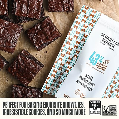 Scharffen Berger Baking Chocolate Chunks (7 Ounce, Pack of 3) - Oat Milk Chocolate Chunks for Baking with Coconut Sugar, 43% Cacao, - Gluten Free, Vegan Chocolate, Non GMO Natural Chocolates, Individual Baking Chocolate