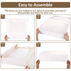 Moretoes 10pcs 19x14x4in Half Sheet Cake Boxes with Window, White Cookie Boxes, for Pastry Baking Cake Donuts Cupcake Pie Packaging For Graduation