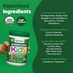 Feel Great USDA Organic Super Greens Powder for Kids - Cocao Chocolate | Fruit & Veggie Supplement | Superfood Powder with Probiotics & Digestive Enzymes for Digestive Health | 60 Days Supply