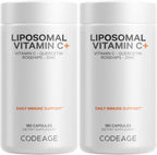 Codeage Liposomal Vitamin C 1500mg with Zinc, Elderberry, Citrus Bioflavonoids Grapefruit, Lemon, Orange Powder, Quercetin & Rose Hips Fruit – Vegan Supplement - Non-GMO, Vegan Pills - 2 Pack