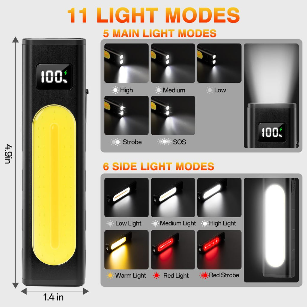 4Pack Rechargeable Flashlights High Lumens 1800, Flat EDC Flashlight Rechargeable, Magnetic Pocket Flashlight Super Bright, Waterproof Tactical Flash Lights, Powerful LED Flashlight for Home,Working
