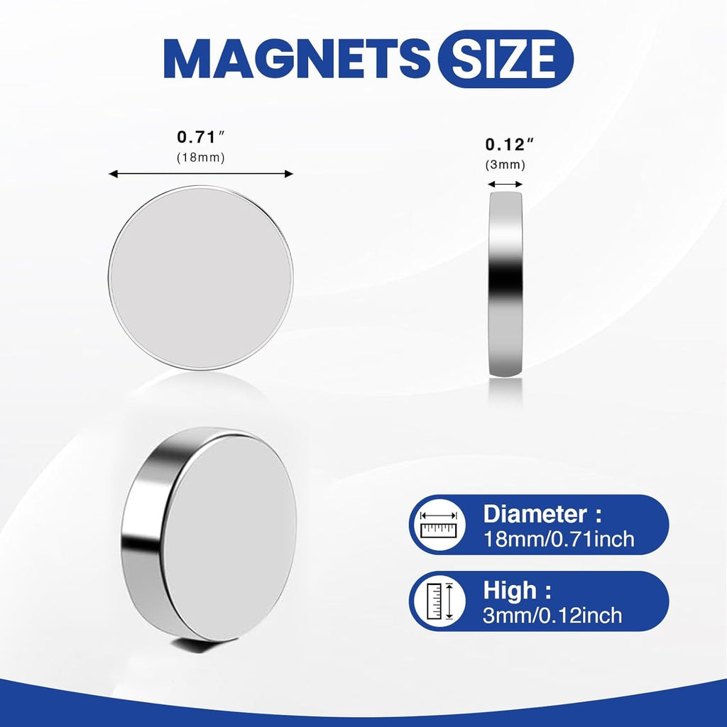 60 Pcs Rare Earth Magnets, 18x3mm Disc Magnet Neodymium Magnets Small Magnets for Crafts, DIY, Office, Dry Erase Board, STEM Measurement Kit