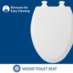 Bemis 1500EC Durable Wood Toilet Seat with Easy Clean Hinges, Made in USA, Elongated, White, 6-Pack