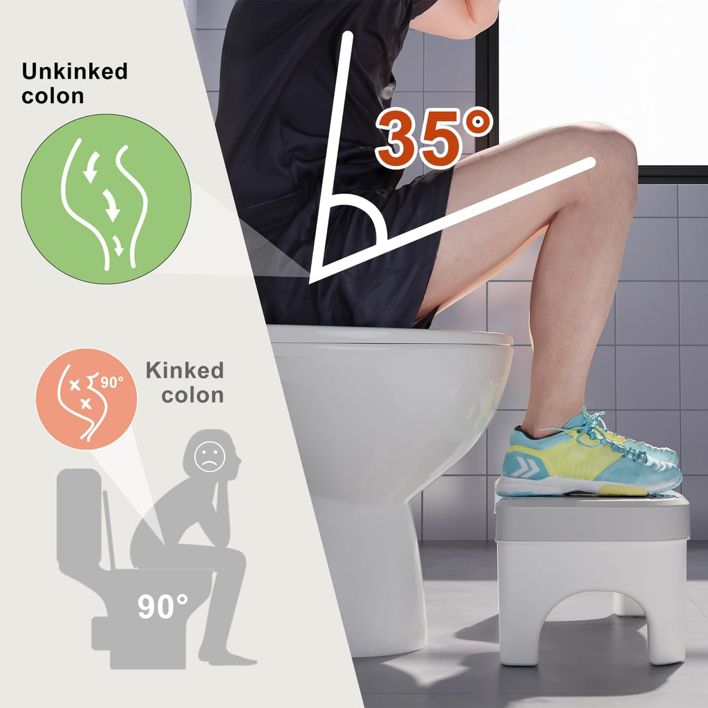 Recximi 2Pcs Poop Toilet Stool, Portable Bathroom Potty Stool, Non-Slip Toilet Foot Stool Squat Adult, Pooping Step Stool for Adults & Toddlers, Portable for Travel, White 2 Pack