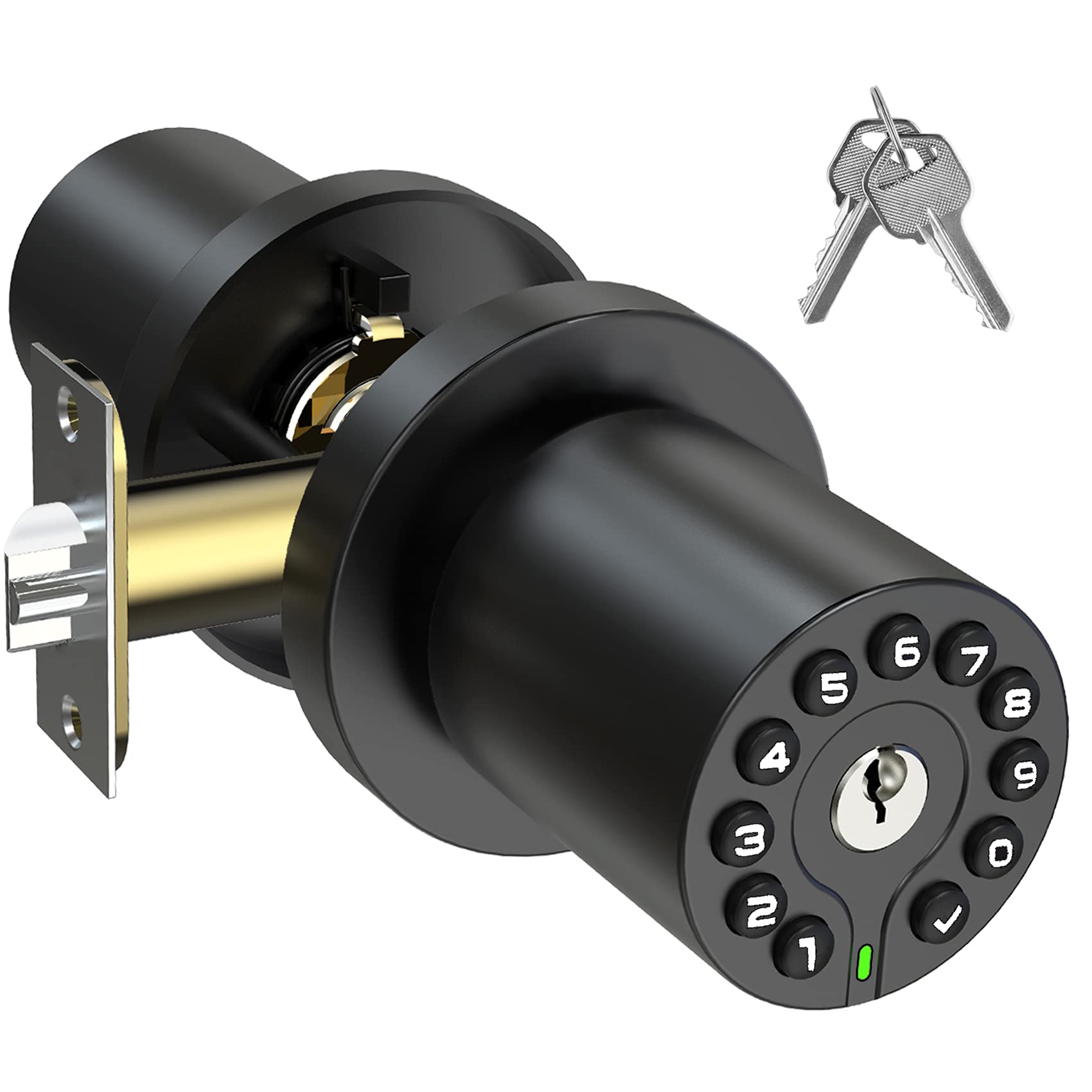 BOTHSTAR Keypad Door Knob with Key,Keyless Entry Door Lock, Code Locks Door Knob, Auto Lock,50 User Code,Easy to Install,for Home,Office,Hotel,Bedroom,Garage,No Deadbolt
