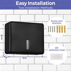 Stardrix Multifold Paper Towel Dispenser Wall Mount (Black) – Large Capacity C-Fold, Trifold, and Folded Commercial Hand Towels Holder for Bathroom & Restroom – Adhesive or Screw Mounted