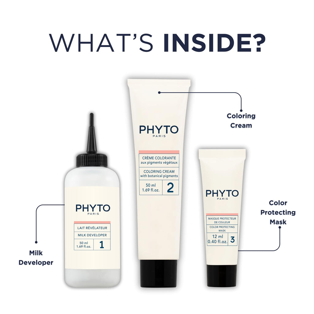 PHYTO Phytocolor Permanent Hair Color, 3 Dark Brown, with Botanical Pigments, 100% Grey Hair Coverage, Ammonia-free, PPD-free, Resorcin-free, 0.42 oz.