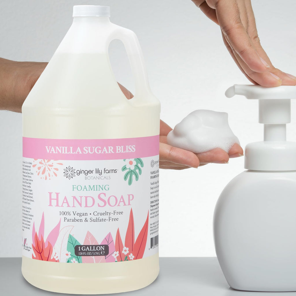 Ginger Lily Farms Botanicals All-Purpose Foaming Hand Soap Refill, 100% Vegan & Cruelty-Free, Vanilla Sugar Bliss Scent, 1 Gallon (128 fl oz)