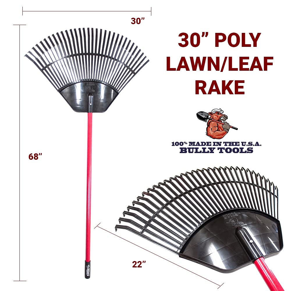 Bully Tools 26-32 Lightweight Polypropylene Tine Leaf Rake, 30" Wide