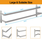 JIAPAIDUO Double Towel Bar, 24Inch Towel Rack for Bathroom, Stainless Steel Double Bath Towel Bar, Wall Mounted Towel Holder, Double Towel Rod Towel Rail Hanger for Wall, Kitchen (Brush Nickel)