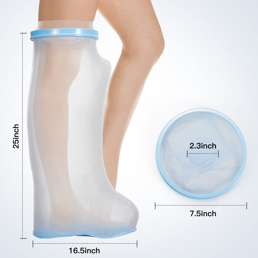 TANGKA Waterproof Leg Cast Cover for Shower with New Upgraded Non-Slip Padding Bottom,Reusable Sealed Watertight Foot Protector to Keep Wound Covers & Bandages Dry, Perfect Fit for Leg Foot Ankle