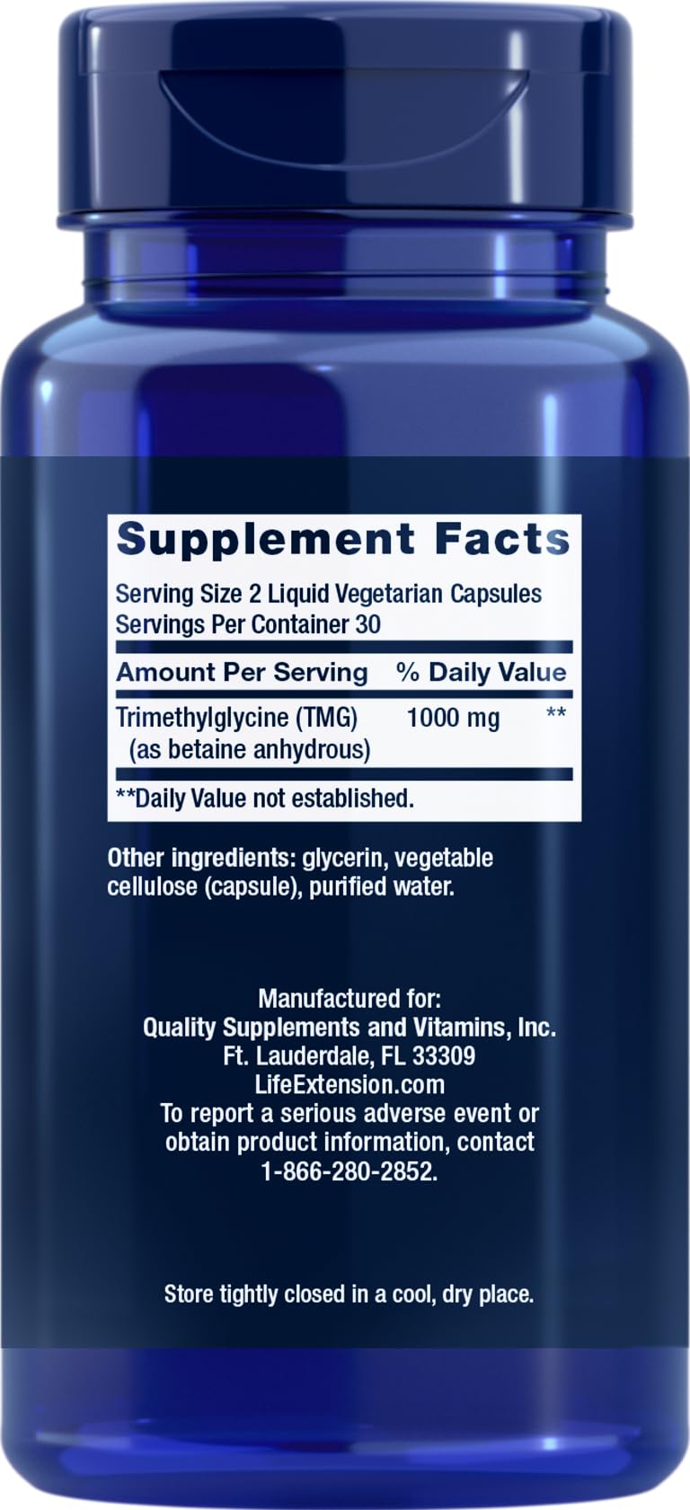 Life Extension TMG Liquid Vegetarian Capsules, 500 mg, 60 Count (Pack of 3)
