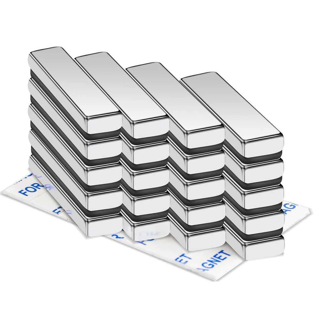 MIKEDE 30 Pcs Small Neodymium Magnets with Adhensive Backing 40x10x5 mm