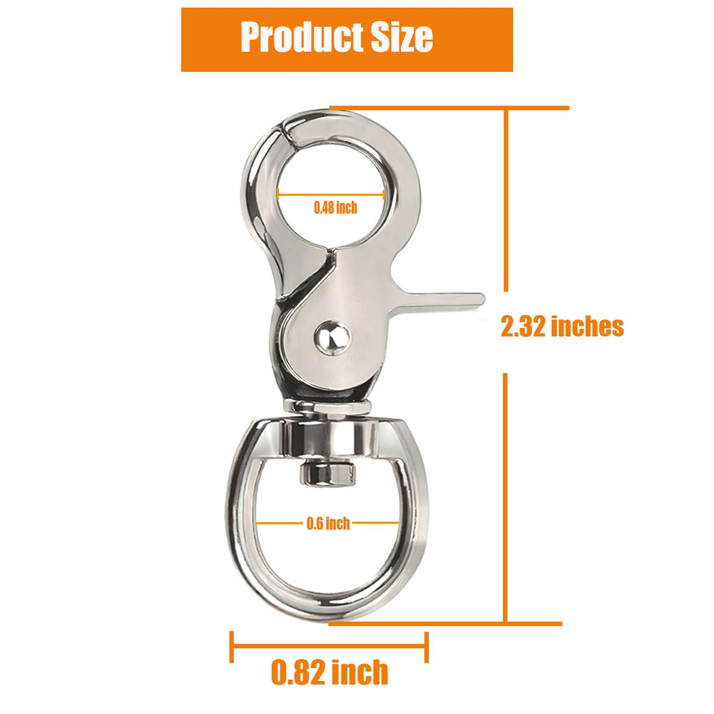 20PCS Trigger Snap Hooks 2.32'' x 0.82'' Heavy Duty Swivel Snap Hooks Metal Clasps Lanyard Clips for Bird Cage Key Chains