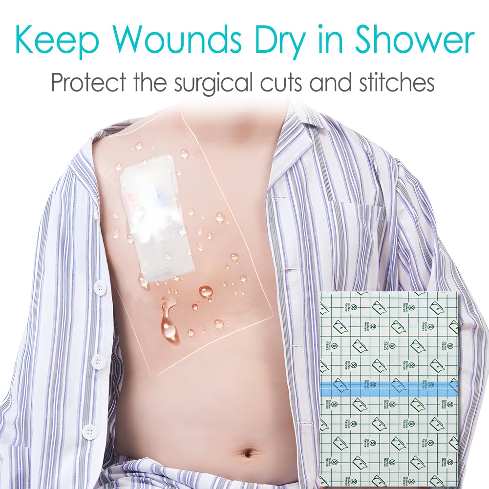 Waterproof Dialysis Catheter Shower Cover Large Coverage Shields for Peritoneal Dialysis Port Accessories PD Chest Catheter Central PICC Line Feeding Tube 10"x12"(Pack of 25)