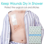Waterproof Dialysis Catheter Shower Cover Large Coverage Shields for Peritoneal Dialysis Port Accessories PD Chest Catheter Central PICC Line Feeding Tube 10"x12"(Pack of 25)