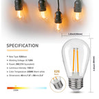S14 Replacement LED Light Bulbs, Shatterproof & Waterproof 2W S14 LED Bulbs, Outdoor String Lights , E26 Base Patio Edison LED Light Bulbs, Warm White 2200K Plastic 150LM Non-Dimmable 25 Pack