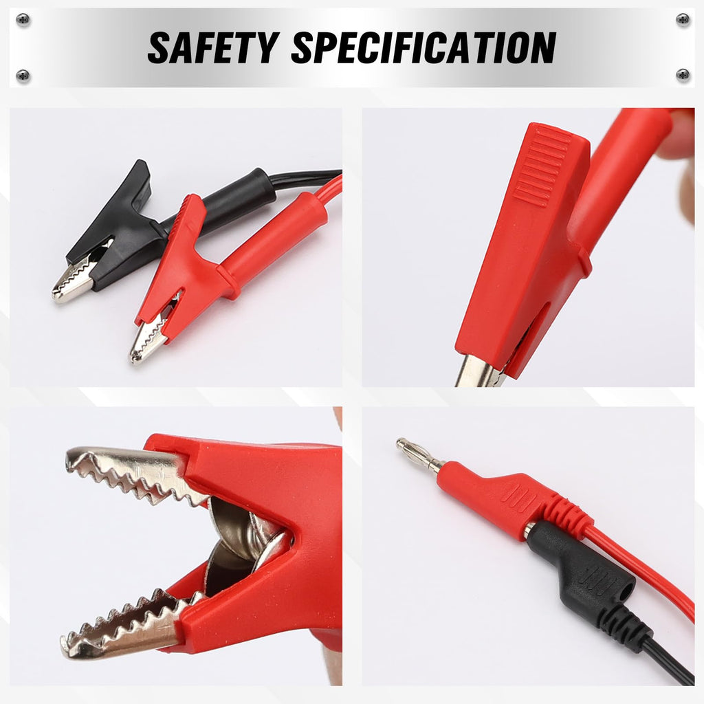 SWANLAKE 2-Piece Banana Plug to Alligator Clip Test Leads, 1000V 15A 3.5ft/1M Multimeter Electrical Alligator Clips, Flexible Copper Cable Banana Plug, Electrical Wires with Gator Clips