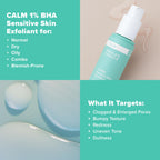 Paula’s Choice CALM 1% Sensitive Skin BHA Liquid Exfoliant, Salicylic Acid Lotion for Large, Clogged Pores, Calms, Soothes Redness, Suitable for Rosacea-Prone, Eczema-Prone Skin, Fragrance-Free, 3.3oz