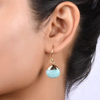 Gempires Amazonite Teardrop Drop Earrings for Women, Sea Green gold Dangle