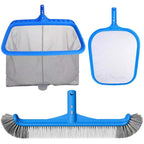 3-in-1 TidyMister Pool Cleaning Kit – 18'' Pool Net with Deep Bag & 18'' Pool Brush Head & 9'' Ultra Fine Mesh Skimmer Net, Cleaning Set for Above Ground Inground Pools, Spas, Hot Tubs