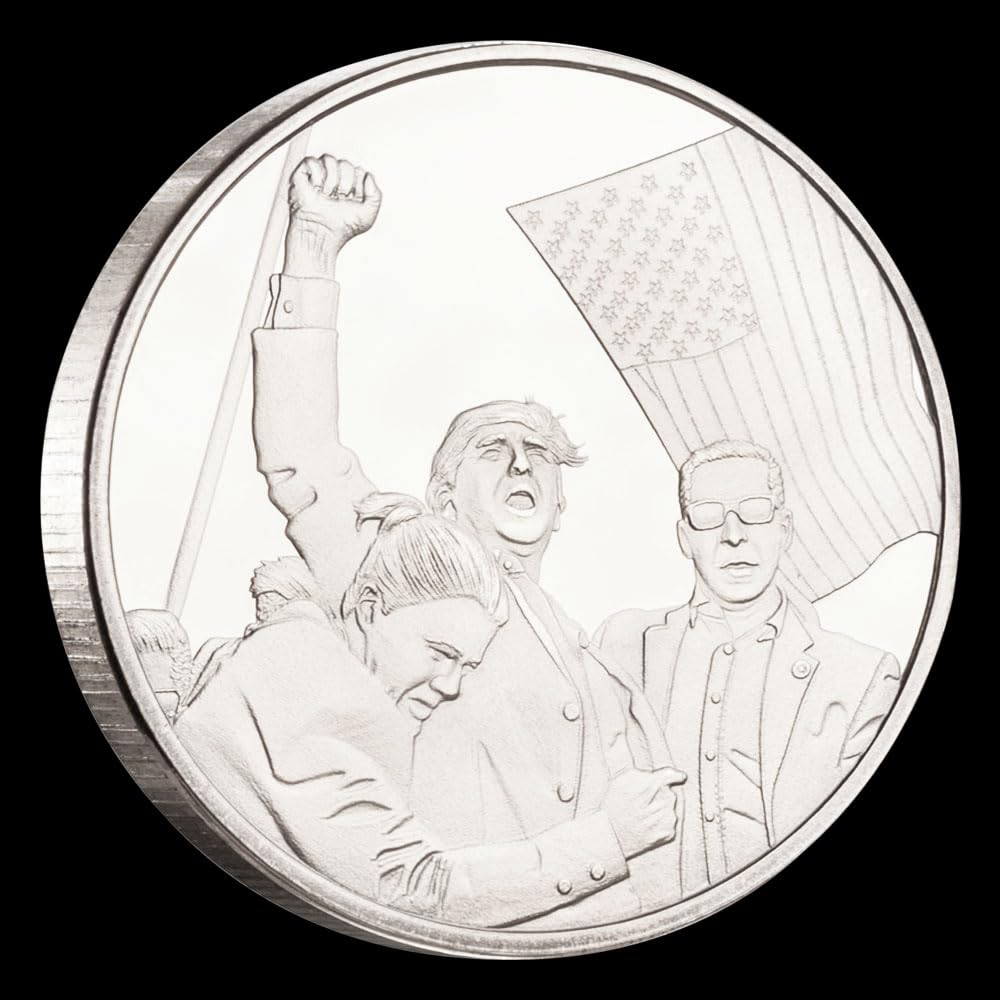Donald Trump Assassinated Coins Shooting Collection Medal Trump Fighting for America Collectible Coin (3 Pieces Silver-Silver)
