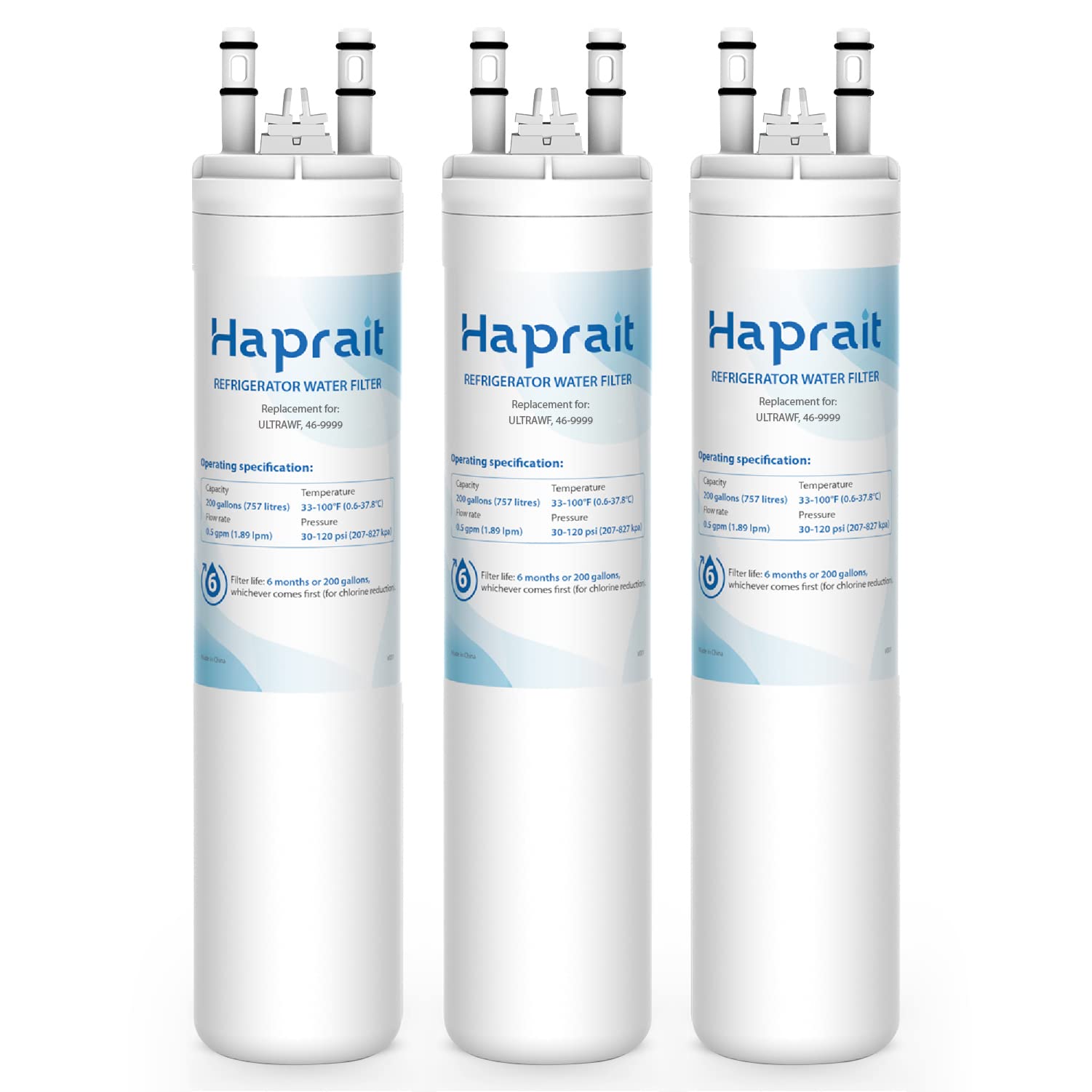 Haprait HP005 Replacement for Frigidaire ULTRAWF, Pure Source Ultra, Kenmore 9999, 469999, 46-9999, A0094E28261 Water and Ice, Height 11 inches, 3 Count