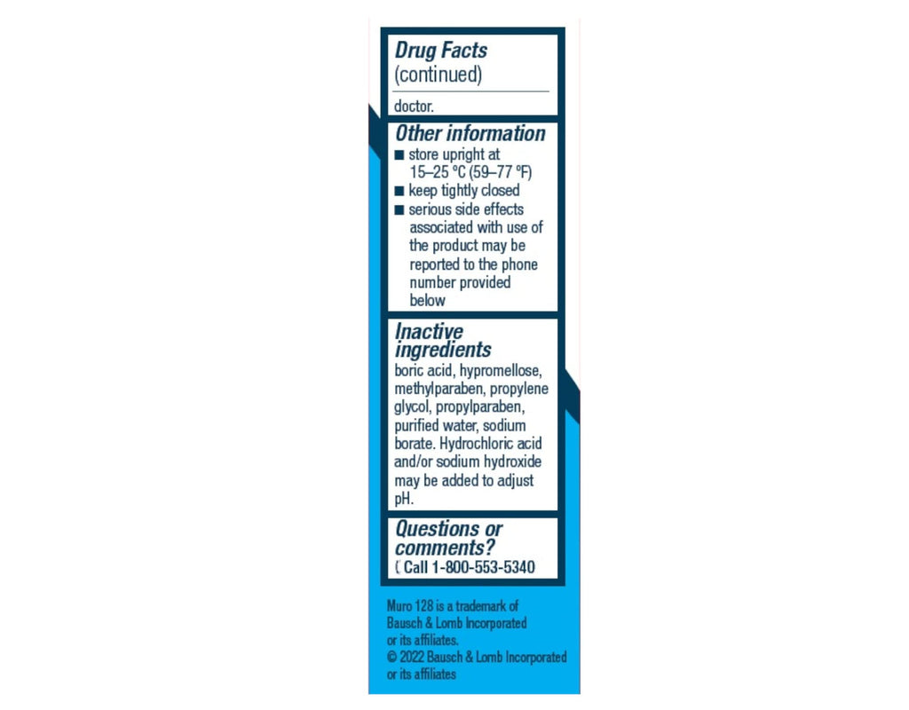 Bausch & Lomb Muro 128 Solution 5% 15 mL (Pack of 2)