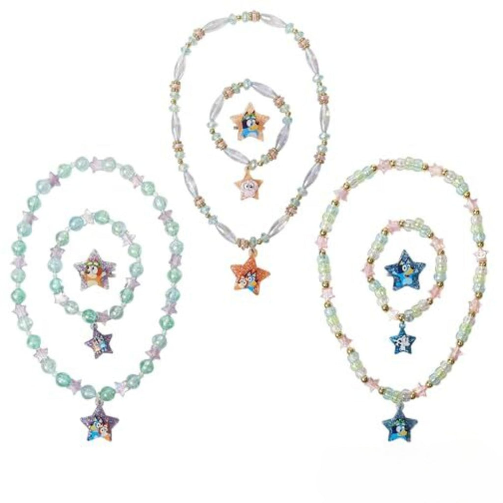 LUV HER Bluey Girl's Jewelry Set - Dress up 9 Piece Toy Jewelry Box Set with Bead Necklace, Bracelet and Ring - Play Accessories - Ages 3+